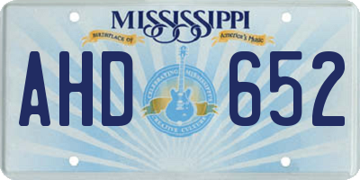 MS license plate AHD652