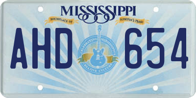 MS license plate AHD654
