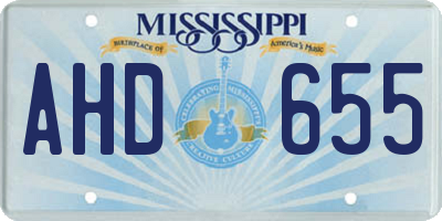 MS license plate AHD655