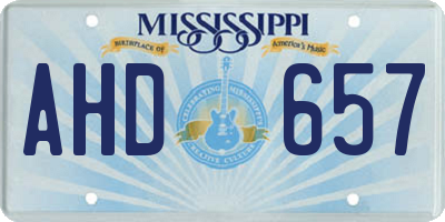 MS license plate AHD657