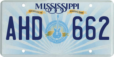 MS license plate AHD662