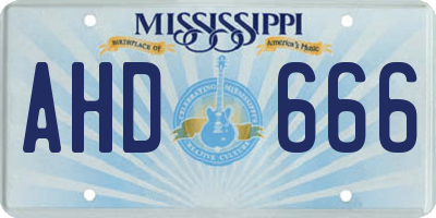 MS license plate AHD666