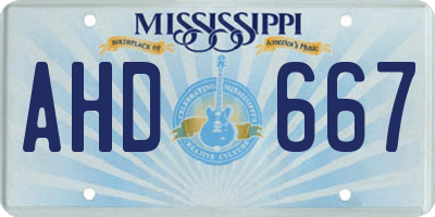 MS license plate AHD667