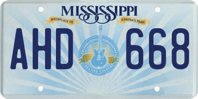 MS license plate AHD668