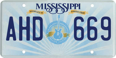 MS license plate AHD669
