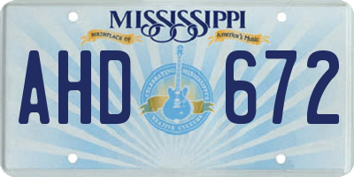 MS license plate AHD672