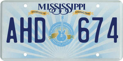 MS license plate AHD674