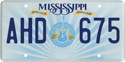MS license plate AHD675
