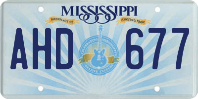 MS license plate AHD677