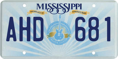 MS license plate AHD681