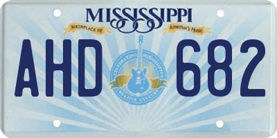 MS license plate AHD682
