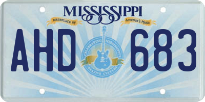 MS license plate AHD683