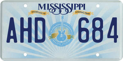 MS license plate AHD684
