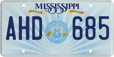 MS license plate AHD685
