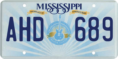MS license plate AHD689