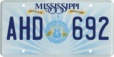 MS license plate AHD692