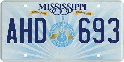MS license plate AHD693