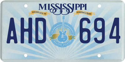 MS license plate AHD694