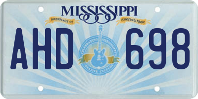 MS license plate AHD698