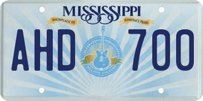 MS license plate AHD700