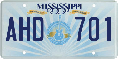 MS license plate AHD701