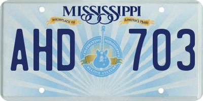 MS license plate AHD703