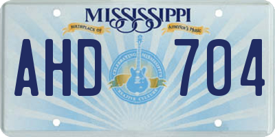 MS license plate AHD704