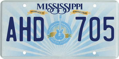 MS license plate AHD705