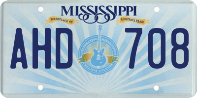 MS license plate AHD708