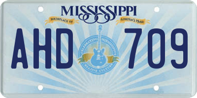 MS license plate AHD709