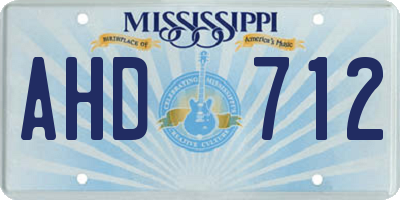 MS license plate AHD712
