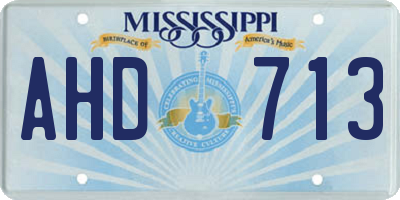 MS license plate AHD713
