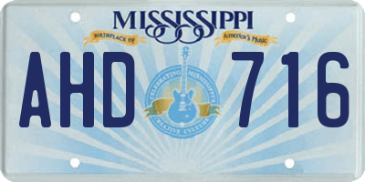 MS license plate AHD716