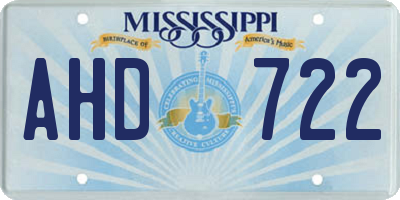 MS license plate AHD722