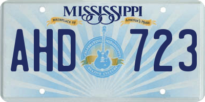 MS license plate AHD723
