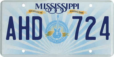 MS license plate AHD724