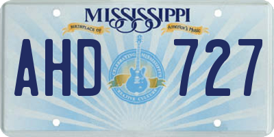 MS license plate AHD727