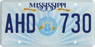 MS license plate AHD730