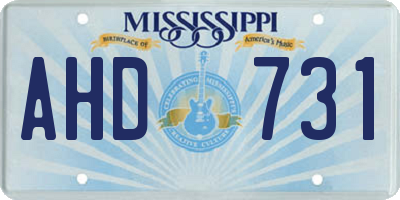 MS license plate AHD731