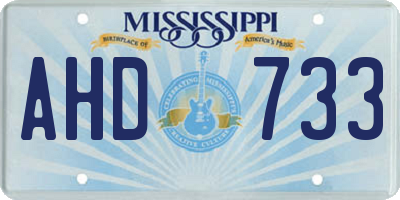 MS license plate AHD733