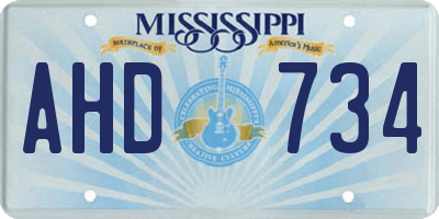 MS license plate AHD734