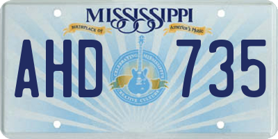 MS license plate AHD735