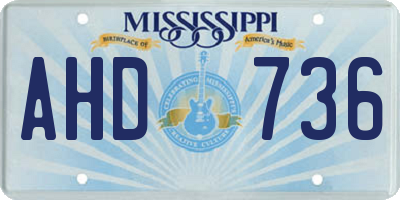 MS license plate AHD736