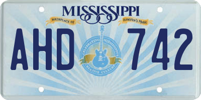 MS license plate AHD742
