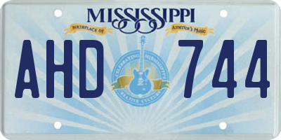MS license plate AHD744