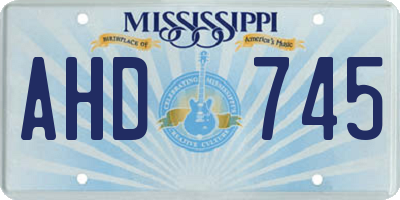 MS license plate AHD745