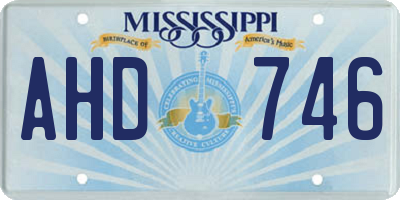 MS license plate AHD746
