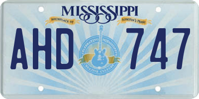 MS license plate AHD747