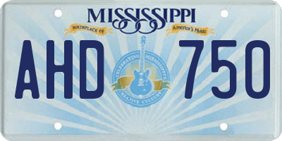 MS license plate AHD750