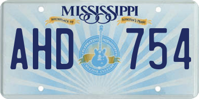 MS license plate AHD754
